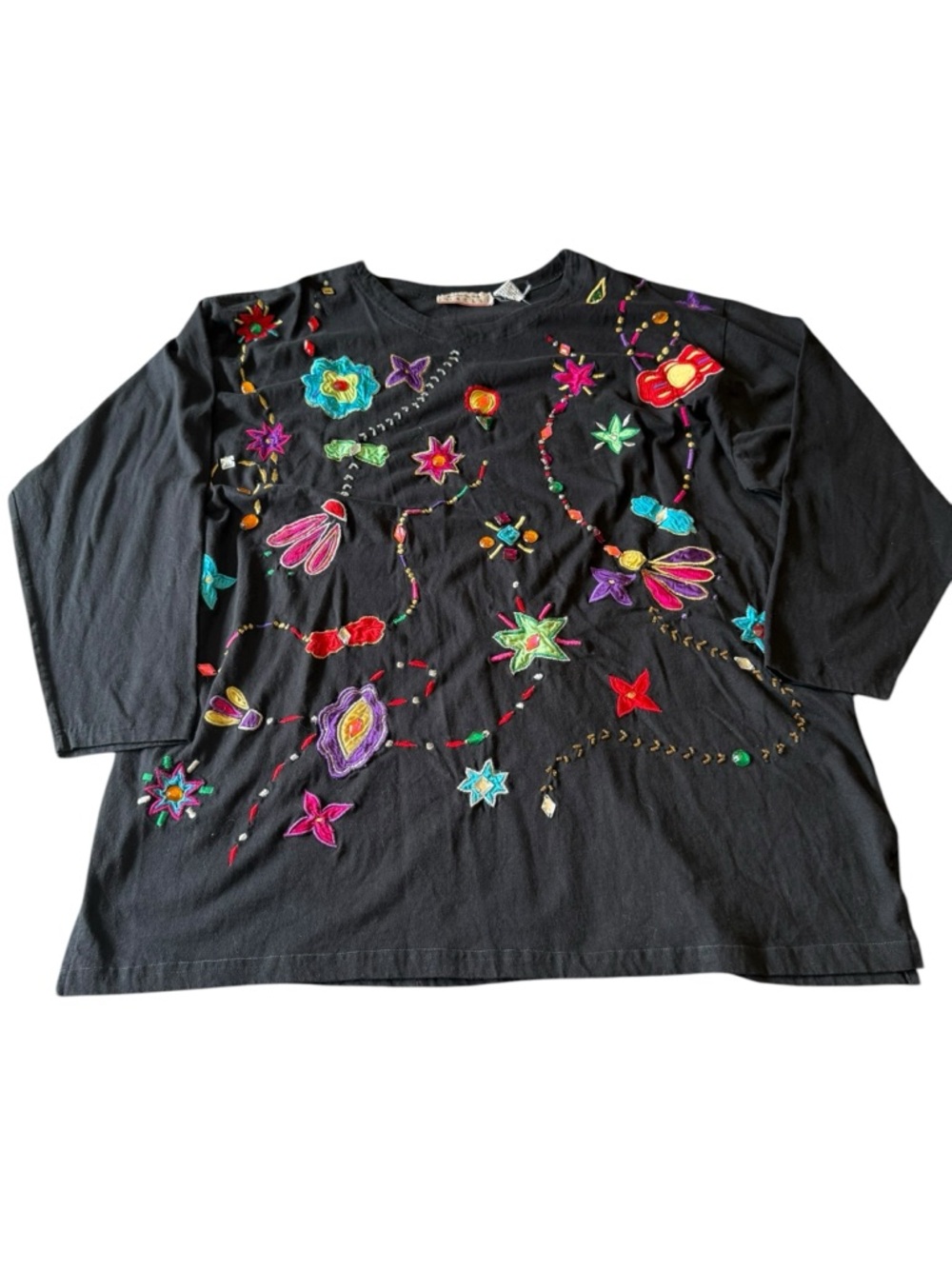 Vintage Moda International Forelli Knit Top Beaded Embroidered 22/24 Colorful